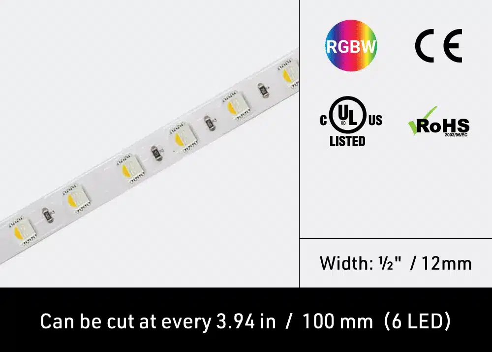 LED Strip Tape 12mm - RGBW2 B5050-24V-60-12MM-14.4W-RGB3000K-4IN1