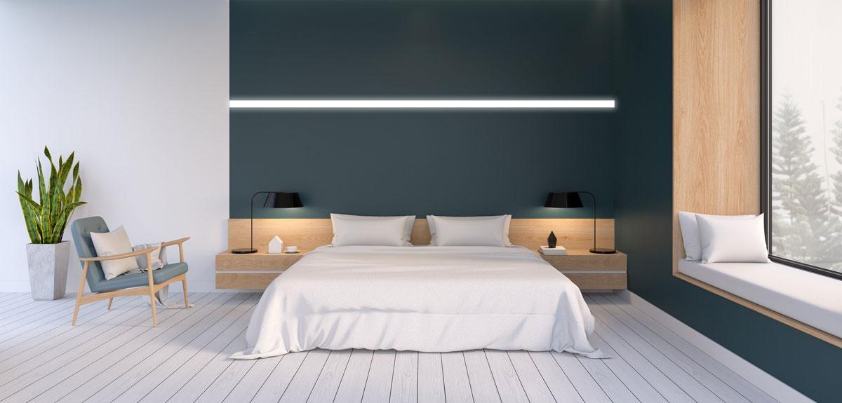 Recessed DEL lighting in bedroom