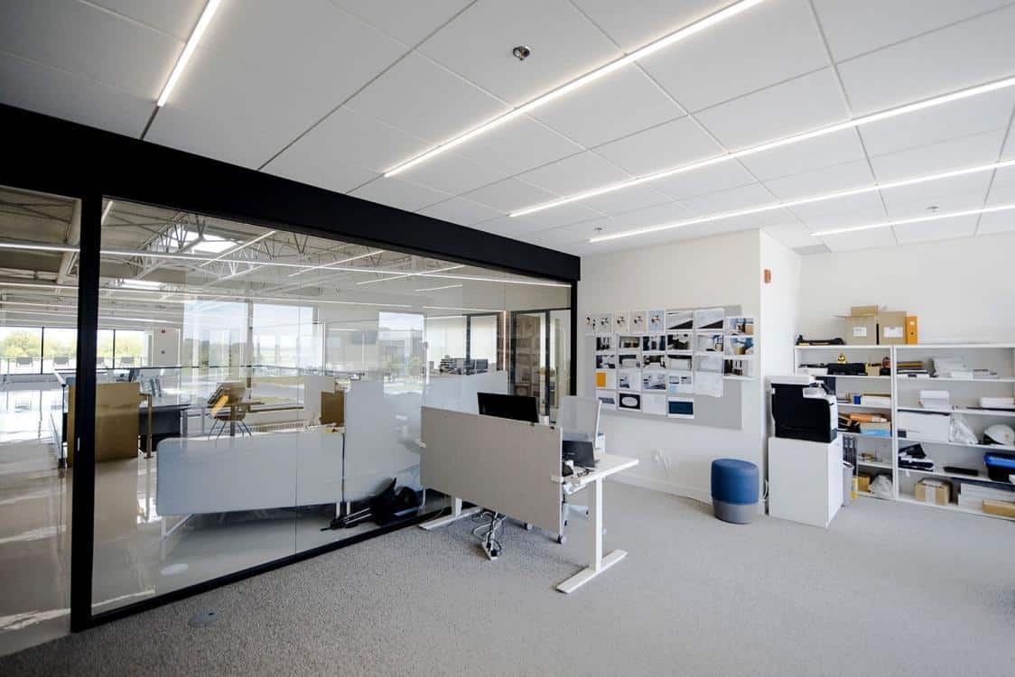 Office with ceiling surface LED lighting